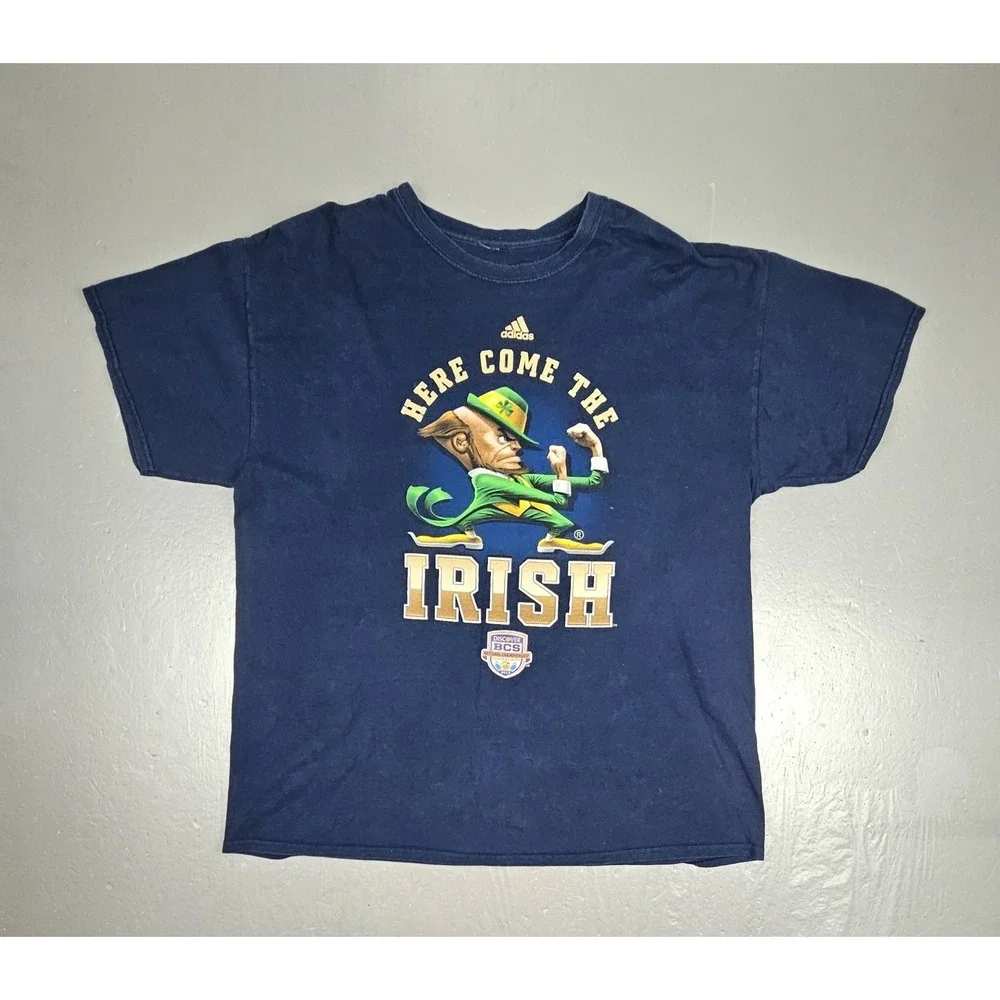 Adidas Here Come the Irish‎ 2013 BCS T-Shirt Mens 2XL Blue Graphic NCAA Football